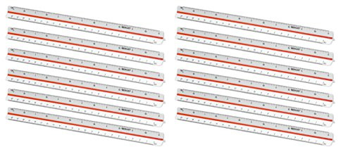 Westcott E-10161 00-I Reduktionsmaßstab Berufsschule, Kunststoff, 30 cm, 12 Stück, weiß