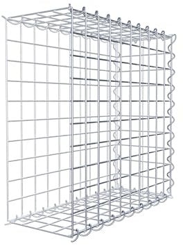 GABIONA Cesta de piedra de gavión rectangular, malla de 5 x 5 cm, profundidad de 20 cm, cesta de cultivo tipo 2, cierre de espiral, galvanizado (50 x 50 x 20 cm)