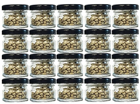 hocz 20er Set Sturzgläser Mini Gläser | Füllmenge 30 ml | Deckelfarbe Schwarz | To 43 Rundgläser Marmeladengläser Obstgläser Einweckgläser Honig Gläser Einmachgläser Probiergläser, Imker