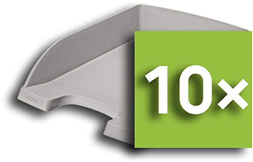 Leitz 52270085 Plus Briefkorb Standard für A4 in Premium-Qualität, Polystyrol (grau / 10er Pack)