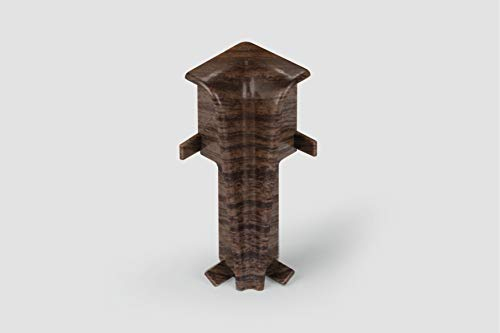 EGGER Innenecke Sockelleiste Eiche dunkelbraun für einfache Montage von 60mm Laminat Fußleisten | Inhalt 2 Stück | Kunststoff robust | Holz Optik dunkel braun