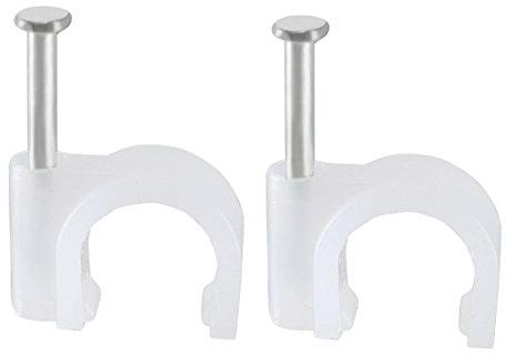 sourcing map Circle Cable Clip Nail Coaxial Tacks Wire Clips 9mm White 40pcs