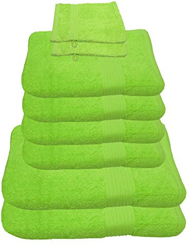 Julie Julsen 8 TLG Handtuchset 2 Badetücher 4 Handtücher + 2 Waschhandschuhe gratis Reine Baumwolle über 30 Farben Apfelgrün