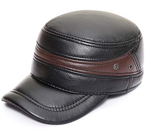 acdiac Herren Rindsledermütze Winter Warm Outdoor Schützen Ohr Echtleder Verstellbare Baseballkappe