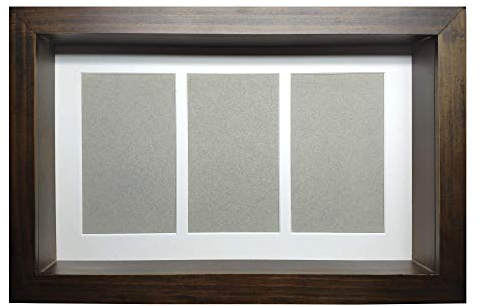 Marco de Fotos Original Tipo Caja, de Madera con Cristal y Paspartú, Cuadro Profundo para meter Objetos de colección: Objeto 3D, Flores, medallas, etc. (Wengue, 30 x 20 x 5 cm)
