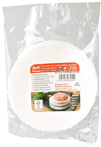 Demmler Burgerpapier - Backpapier - Trennpapier für Hamburger oder Frikadellen - vielseitig einsetzbar auch für Käse & Wurst - 60 Stück - Ø 13cm - Made in Germany