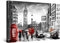 Startonight Bilder Big Ben London Schwarz Weiß Rot - Leinwandbilder Moderne Kunst - Städtisch Wanddeko Kunstdrucke, Wandbilder XXL Wohnzimmer Groß Wand Bild 80 x 120 cm, Tag Nacht Effekt, Elegante