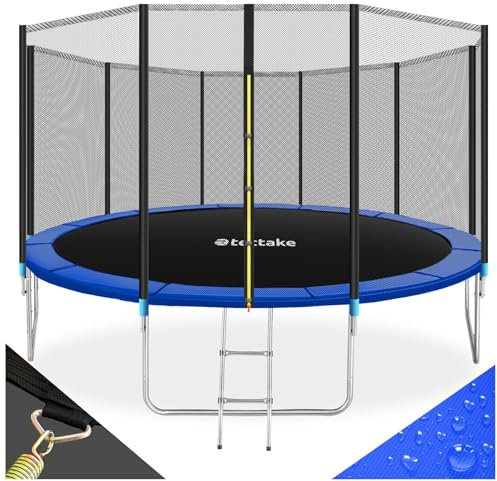 tectake® Trampoline de Jardin Extérieur Ø 457 cm Trampoline Rond avec Échelle, Filet de Protection & Tour rembourré, Enfants Adultes Certifié GS pour Une Sécurité Maximale
