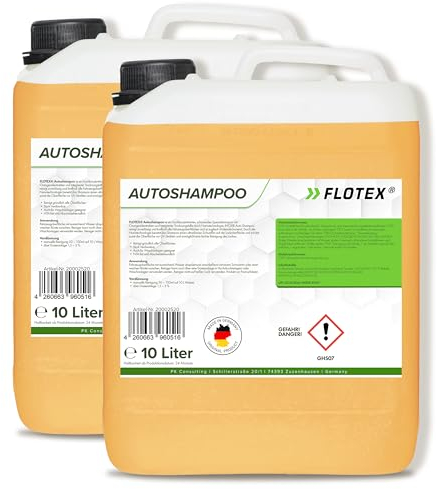 Flotex - Autoshampoo Konzentrat im praktischen 2x10L Kanister | Autoshampoo für Hochdruckreiniger | Autoreiniger für PKW, LKW, Wohnmobil und Motorrad