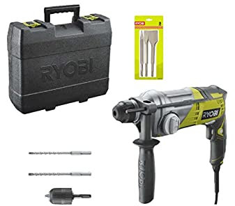 Pack Marteau perforateur RYOBI SDSPlus 680 W RSDS680-KA2 - Kit 3 burins SDS+ RIOBY 1 pointe - 1 plat - 1 bêche - RAKSPC03