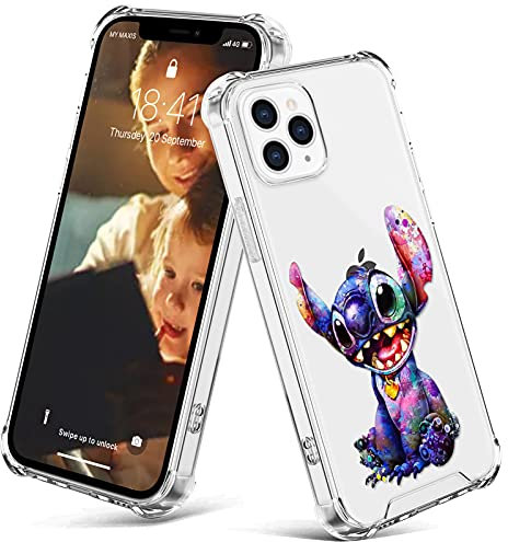 cuwana Compatible with iPhone 13 Pro Case (2021) 6.1 Inch S Cartoon Print Crystal Clear Slim Soft TPU Bumper Anti-Scratch Four Corners Cushion Shockproof Protection Hard Back Cover