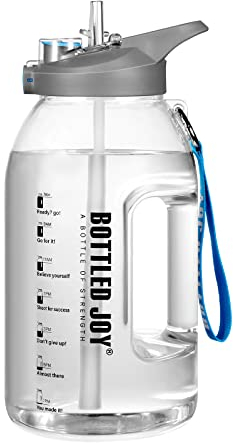 JIMACRO Motivational Water Bottle, 2.5L Wide Mouth Water Jug with Flip Cap, BPA Free Plastic and Leak Proof Durable Sports Bottles, Two Drinking Methods for Gym, Office, Home, Sports