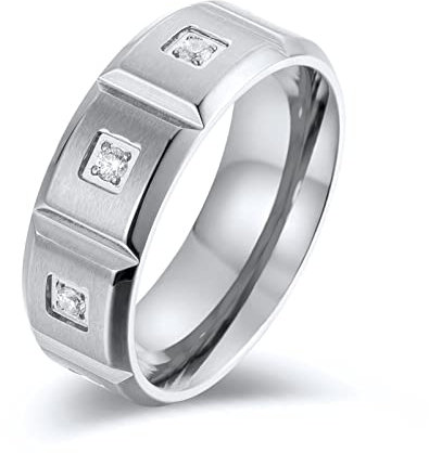 BCughia Eheringe, Ring Eboy Silber Rostfreier Stahl Zirkonia Linienzonendesign Hochzeit Ringe Herren Größe 54(17.2)