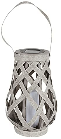 LED Solar Laterne in Rattan Optik - 27 cm - Gartenleuchte inklusive LED Kerze mit Flacker Effekt - Außen Solarlampe für Garten Balkon Terrasse