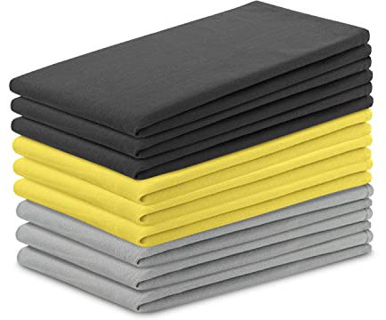 AmeliaHome 9er Set Geschirrtücher Baumwolle Küchentücher 50x70 cm Glatt Letty Anthrazit Grau Gelb