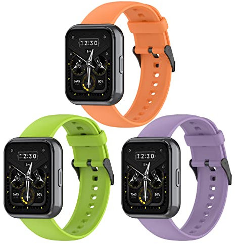 Kcdream 3 Piece Correas Compatibles con Realme Watch 2/2Pro, Correas Para Realme Watch S/S Pro, 22mm Correa de Repuesto Pulsera de Repuesto de Silicona Deportiva Pulsera Impermeable