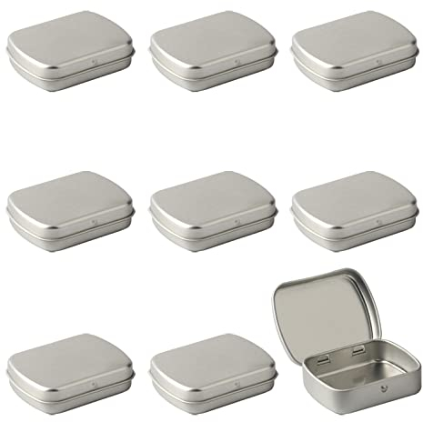 ZEOABSY 30 Pezzi Scatola di Metallo Latta, 60 x 47 x 15 mm, Argento Rettangolare Incernierato Lattine Mini Contenitori Tin Metallo Portatili per Casa Organizzatore Stoccaggio