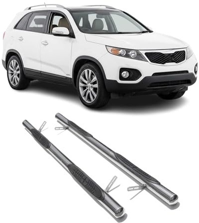 OMAC Edelstahl Trittbretter Schwellerrohre kompatibel mit Kia Sorento 2012-2015 Edelstahl Silber