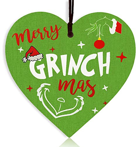 Aidi Christmas Wooden Heart Sign, Merry for Kids, Wooden Christmas Tree Decorations, Xmas Tree Decorations, Christmas Party Supplies