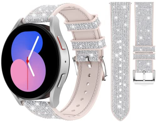 Neitra Glitzer Ersatzarmbänder für Sumsung Galaxy Watch 6 & 5 & 4 Armband/Watch 5 Pro 45mm/Galaxy Watch 6 Classic 43mm 47mm/4 Classic 42mm 46mm/Watch 3 41mm, 20mm Silikon Uhrenarmband Ersatz