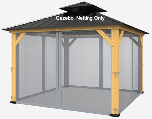 Zanzariera universale a 4 pannelli, per gazebo con cerniere (solo rete), 3 x 3 m, colore: grigio