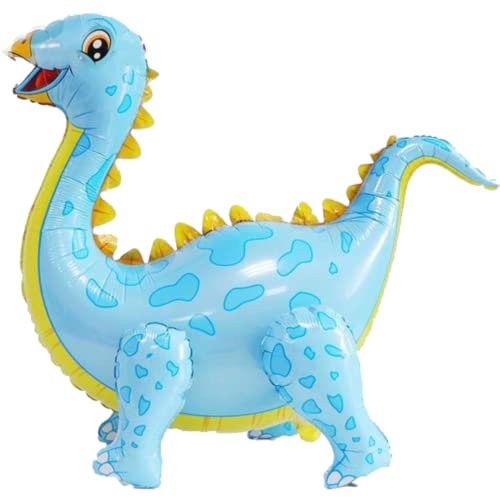 DIWULI Dino Luftballon XXL Blau, süßer Langhals Dinosaurier Folien-Luftballon Kinder-Geburtstag Junge Mädchen, Motto-Party, Dino-Party, Dekoration, Party-Deko, Dschungel