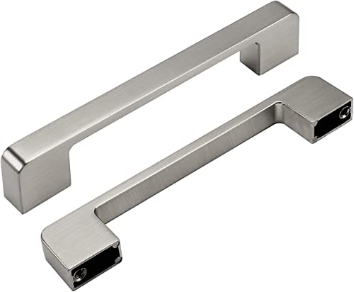 LONTAN 10 Pack Brushed Nickel Cupboard Handles Kitchen Cabinet Door Drawers Zinc Alloy for Modern Handles, Silver, Silber-160mm