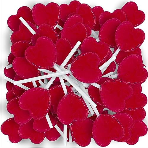 100 Stück einzeln verpackte Herzlutscher Lollies - Kirschgeschmack - Süßigkeiten für Hochzeiten, Geburtstage und Partys - Ideales Mitgeschenk für Ihre Gäste - 900g
