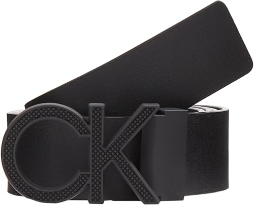 Calvin Klein Jeans Damen Round Mono PL REV LTHR Belt 30MM K60K611489 Gürtel, Schwarz (Black/Silver Specchio), 90