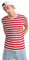 Golomak® Men Women's Striped T-Shirt - Unisex Crew Neck Short Sleeve Stripes T-Shirt Casual Summer Top (Red White, Medium)