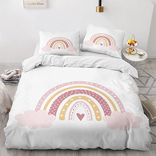 GEDAEUBA Regenbogen Bettwäsche 140x200 - Kinder Bettbezug 140x200 2er Set, Wendebettwäsche und Kissenbezug 70x90, Weiche & Angenehme & Atmungsaktive Mikrofaser Bettwäsche-Sets mit Reißverschluss