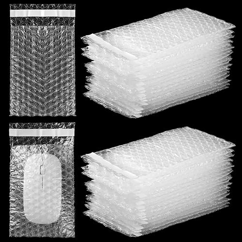 Frienda 300 Stück transparente, selbstdichtende Luftpolsterbeutel, doppelwandig, Kunststoff, stoßfest, schützende Verpackung für kleine Unternehmen, Umzug, Versandverpackung, Lagerung (10,2 x 15,2 cm)