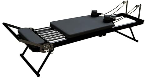 WENNEWU Faltbare Pilates-Reformer-Maschine, Pilates-Bett Mit Einstellbarer IntensitäT, Pilates Reformer Machine Home, Yoga-üBungsgeräTe, FüR Krafttraining,Schwarz