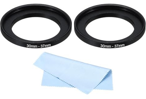 PATIKIL 30mm-37mm Bague d'adaptation en métal avec Chiffon de Nettoyage Lot de 2 bagues d'adaptation pour Filtre d'objectif d'appareil Photo en Aluminium Noir
