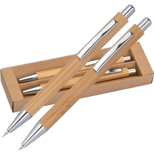 Schreibset aus Bambus / Kugelschreiber und Druckbleistift
