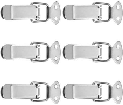 6 Stück Spannverschluss Set aus 304 Edelstahl Ideal für Kisten Boxen Toolboxes und Schubladen Klappverschluss mit Metall Hebelverschluss und Haspe Kofferverschluss