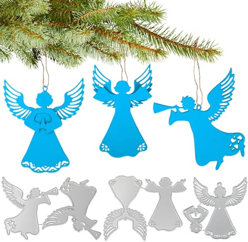 OOTSR 3 Stück Stanzformen Ostern aus Metall,Stanzschablone Trompete Engel Ostern für DIY Handwerk Scrapbooking Schablonen Fotopapier Karten Geschenk Prägeschablone Dekor