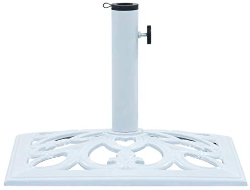 BaraSh Socle de Parasol Blanc 12 kg 49 cm Fonte,Pied De Parasol,Pied De Parasol Lourd,Pied De Parasol sur roulettes