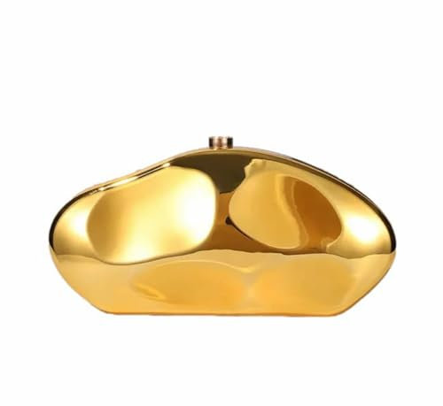 WuDiaoer Muschelförmige Acryl-Clutch, trendige metallische Acryl-Abendtasche, glänzende Eier-Geldbörsen und Handtaschen für Damen, Hochzeit, Party, Gold