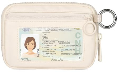 Didida Damen Geldbörse mit Reißverschluss, Mini-Schlüsselanhänger, Beige, Modern, Minimalistisch, Wasserresistent