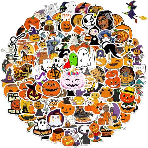 Halloween Aufkleber, 100pcs Halloween Aufkleber Deko, Halloween Kürbis Aufkleber, Halloween Geist Aufkleber, Halloween Sticker, Halloween Aufkleber für Kinder, für Halloween Party DIY Craft
