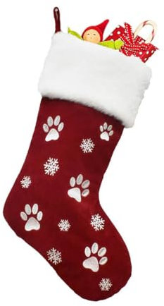 RXXR Rote Weihnachtsstrümpfe 1 Stück, 45cm Personalisierter Haustier Hund Weihnachtsstrumpf Weihnachtssocken Deko Kamin Hängende Sack Geschenk Taschen Für Weihnachtsbaumschmuck Feiertag