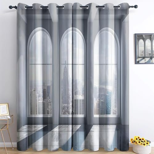 Tende da camera da letto Bianco Tende con occhielli 140L x 280A cm (2 Pannelli) Tende coibentate a risparmio energetico Finestra Ad Arco Semplice Tende applicabili alle finestre