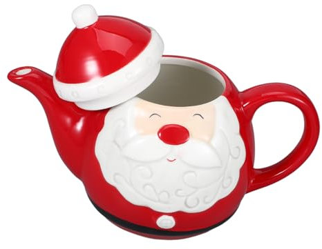 HOLIDYOYO Cerámica Tetera Decorativa Con Filtro Tetera Navideña De Santa Claus Para Hogar y Oficina Jarra De Té Resistente y Elegante Para Regalos y Decoración Navidad