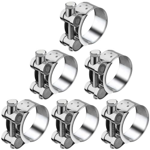 Abrazadera de Tubo de Escape de Moto YouXiaor 6PCS Inoxidable Abrazadera Clip Tubo Acero Abrazadera De Escape De Motocicleta 52-55mm Abrazadera Escape Abrazadera Escape Moto Presion de Ajustable