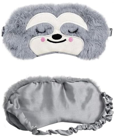 Nette 3D Flauschige Tier Augenmaske, Grau Affe Schlafmaske Lustig Schlaf Reisen Atmungsaktiv Eyeshade Augenabdeckung, Weich Bequem für Kinder Mädchen Junge Erwachsene