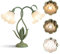 SUBOSI Nachttischlampe, Doppelköpfig Acryl Blumen Schreibtischlampe Schwenkbar, Metall Schreibtischlampe Mädchen drehbare Bedside Lamp Tischlampe mit Kabelschalter,Leselampe