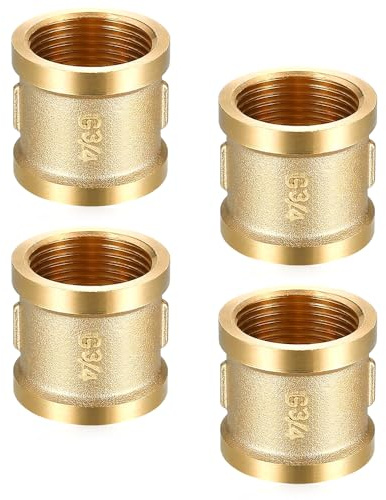 mizikuu 4 Stück Messing Muffe 3/4 Zoll Innengewinde, Doppelnippel 3/4 Zoll IG/IG Innengewinde Verbindungsstück Robust Doppelmuffe Anschlussnippel für Wasserleitung und Industrie
