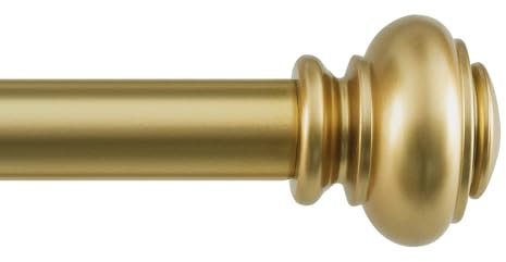 BellaHills Curtain Poles for Windows 25mm Single Curtain Rod with Classic Finials 76 to 190 cm, Adjustable Curtain Pole with Brackets Fittings Set for Living Room & Door, Gold