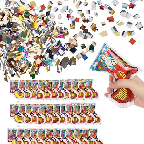 Moorle 50 Stück Party Popper Konfettikanone, Party Confetti Kanone Konfetti Set, Papier Konfettibombe Pistolen Konfetti Pistole für Geburtstage Hochzeit Party